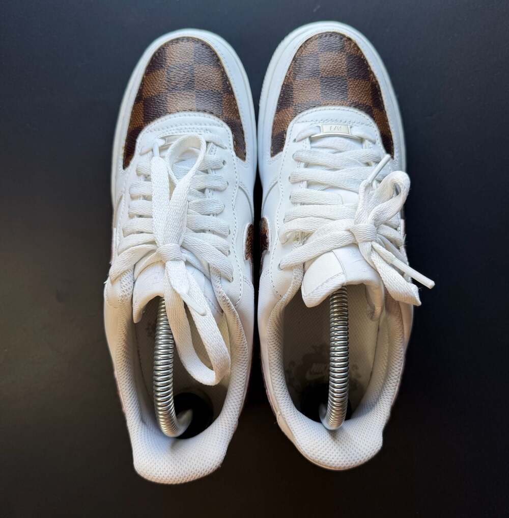 Size: 7.5w- Nike Air Force 1 Low Custom with Brown LV pattern - Picture 4 of 6